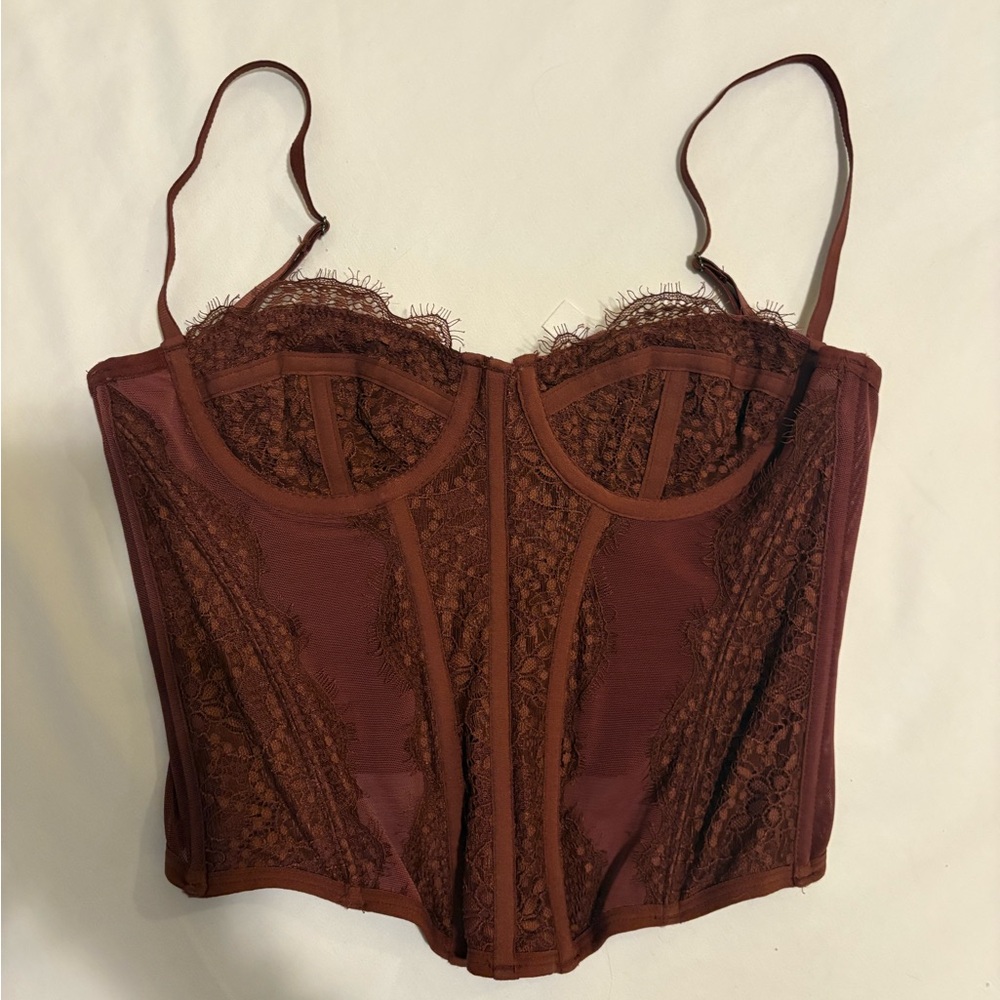 Urban Outfitters Brown Lace Corset Top